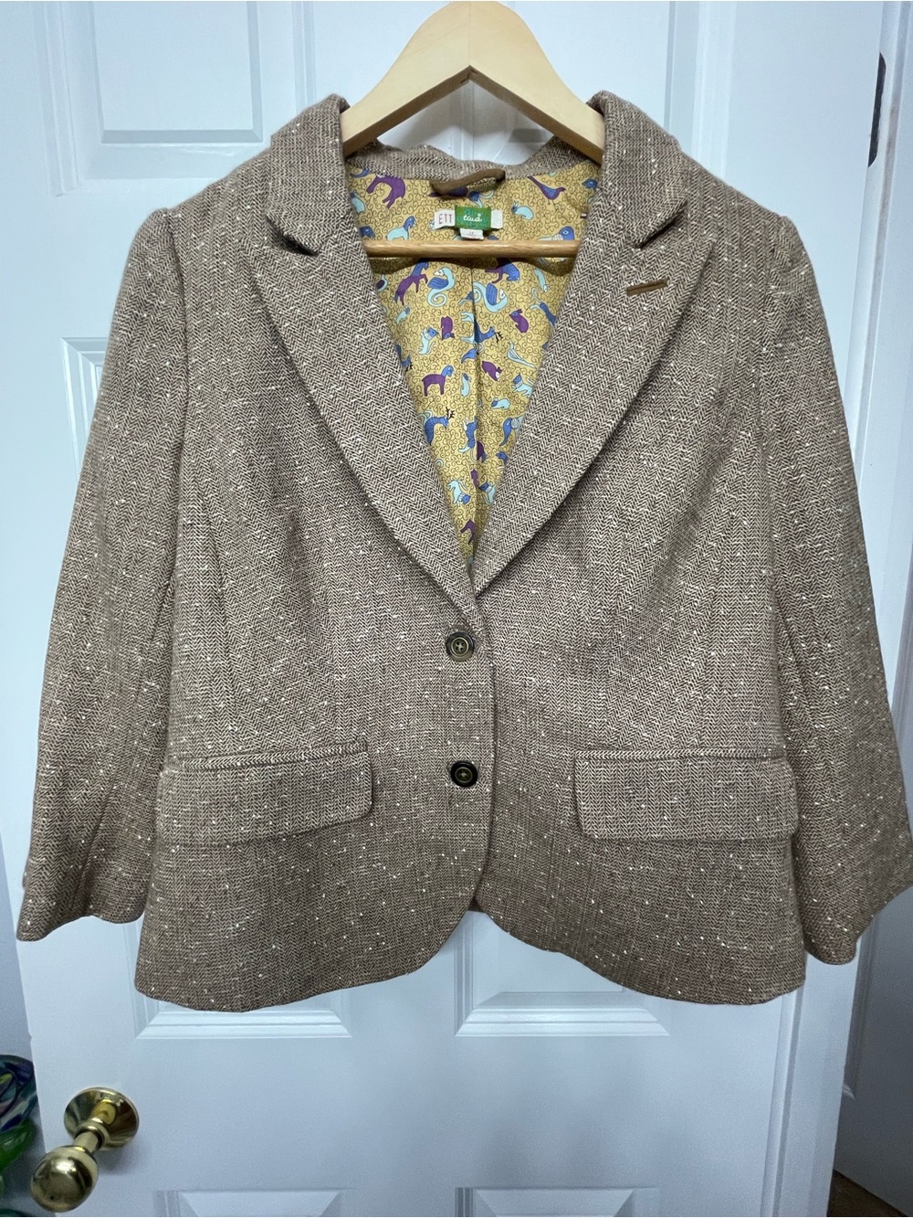 Anthropologie Beige Tweed Blazer Jacket